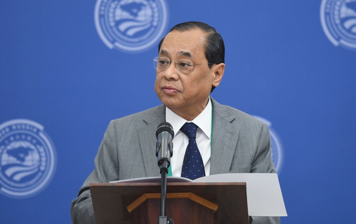 Chief Justice of the Supreme Court of India Ranjan Gogoi speaking at the opening of the 14th Meeting of Supreme Court Chief Justices of the Shanghai Cooperation Organisation (SCO) Member States