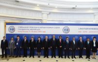 The 14th Meeting of Supreme Court Chief Justices of the Shanghai Cooperation Organisation (SCO) Member States during a photo session. Fifth left: Chief Justice of the Supreme Court of Russia Vyacheslav Lebedev.